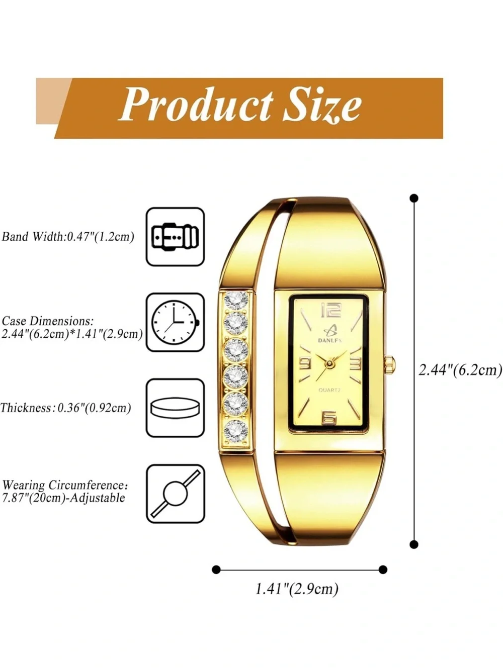 Anthropologie Gold-tone Crystal Accent Bangle Watch